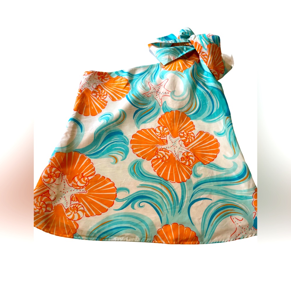 Lilly Pulitzer One Shoulder bow Silk Sleeveless Top Size 0 Floral Beach Resort